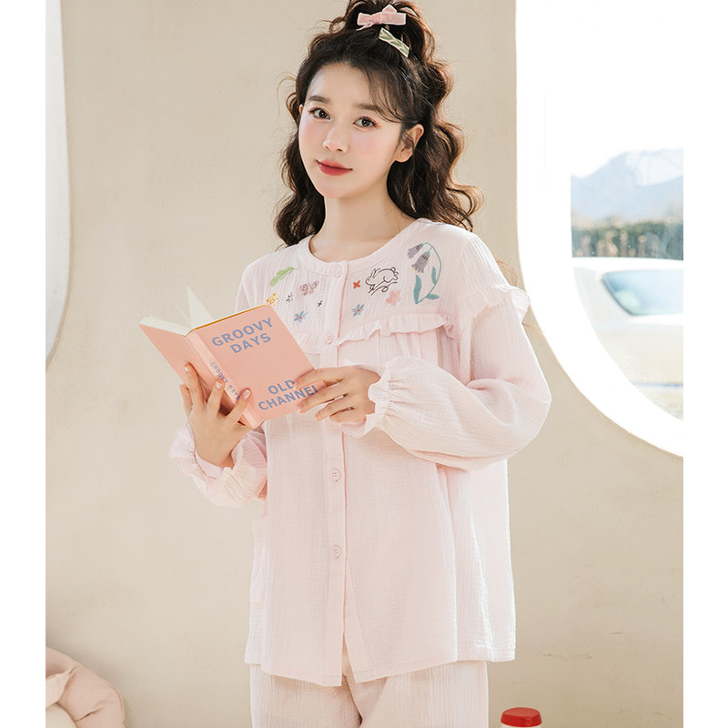 家时光月子服夏季薄款产后纯棉纱布孕妇哺乳衣睡衣产妇喂奶家居服,淘宝优惠券,粉丝福利购,淘宝优惠卷