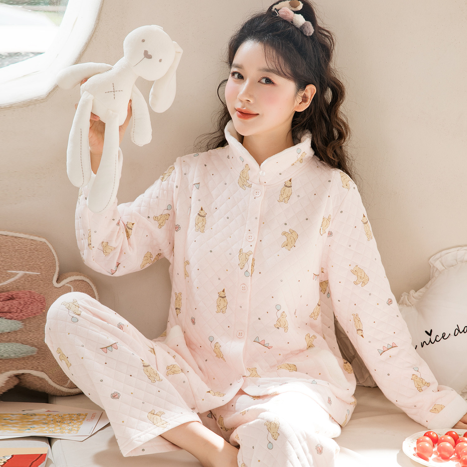 家时光月子服孕妇哺乳睡衣产后空气棉喂奶冬季外穿保暖产妇家居服,淘宝优惠券,粉丝福利购,淘宝优惠卷