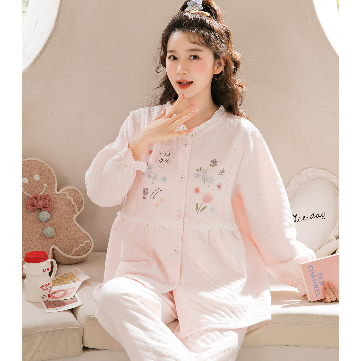 家时光月子服孕妇冬产后空气棉哺乳睡衣保暖产妇睡衣2月份3家居服,淘宝优惠券,粉丝福利购,淘宝优惠卷