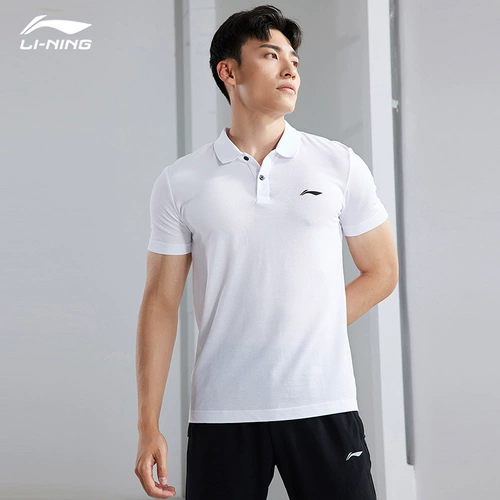 Li Ning, летняя дышащая спортивная футболка polo для спортзала для тренировок для отдыха, короткий рукав, для бега