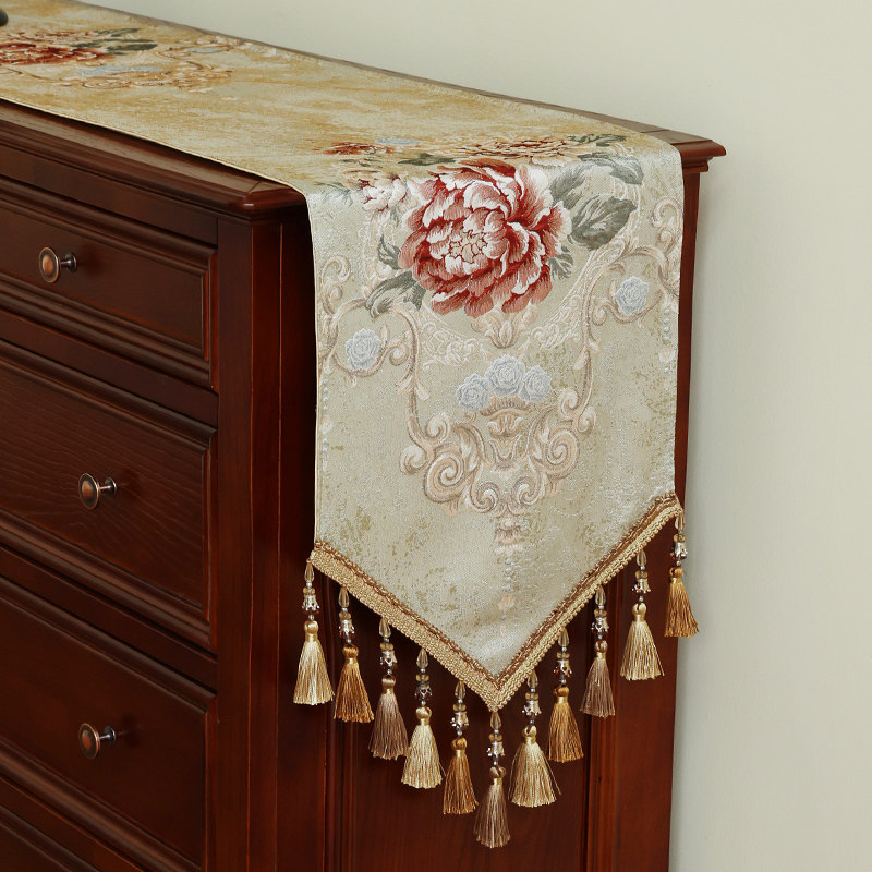 欧式桌旗轻奢高端奢华茶几装饰布长条美式电视柜五斗柜盖布高级感,淘宝优惠券,粉丝福利购,淘宝优惠卷