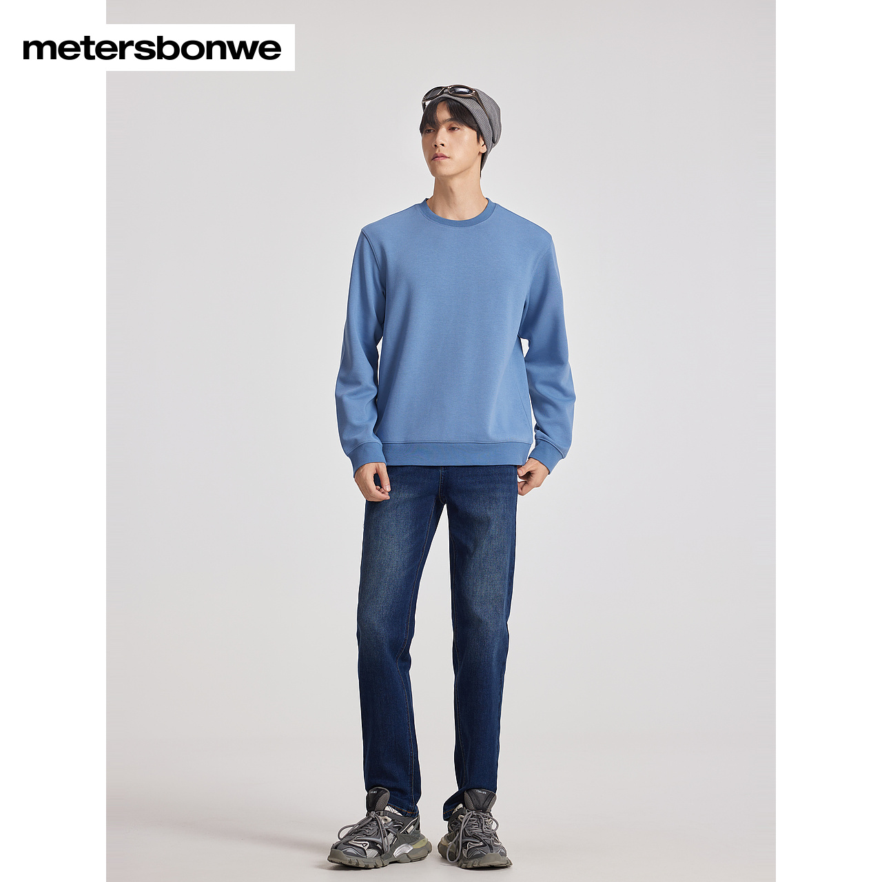 美特斯邦威经典基础圆领卫衣男女同款休闲舒适百搭纯色套头上衣