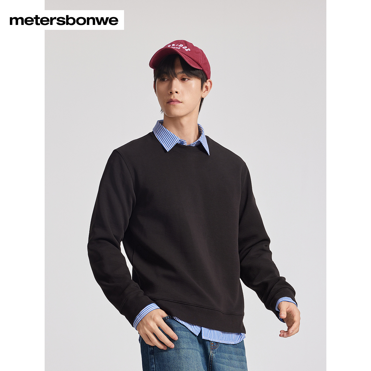 美特斯邦威经典基础圆领卫衣男女同款休闲舒适百搭纯色套头上衣