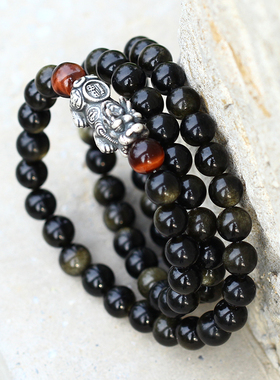 古凡金曜石貔貅手链男