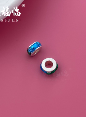手工串珠diy材料编织手链项链配件999纯银珐琅银珠子散珠隔珠配饰