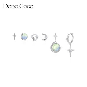 DODOGOGO星月锆石耳环女小众设计感银针耳钉气质高级感六件套耳饰