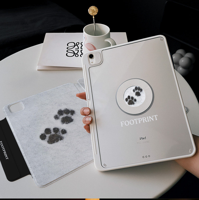 ipad保护壳带笔槽air7平板套mini7简约脚印pro11带搭扣2025三折11代第十代vivopad5磁吸双面夹12.1一加10.9寸,淘宝优惠券,粉丝福利购,淘宝优惠卷