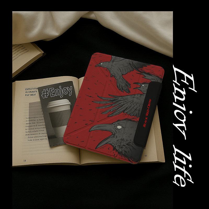 ipadair7保护套磁吸双面夹2025pro13第八九十代电脑软壳带笔槽2024pro11寸红色黑色乌鸦mini6平板iqoopad5壳 - 图1