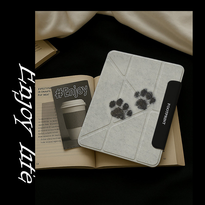 ipad保护壳带笔槽air7平板套mini7简约脚印pro11带搭扣2025三折11代第十代vivopad5磁吸双面夹12.1一加10.9寸,淘宝优惠券,粉丝福利购,淘宝优惠卷