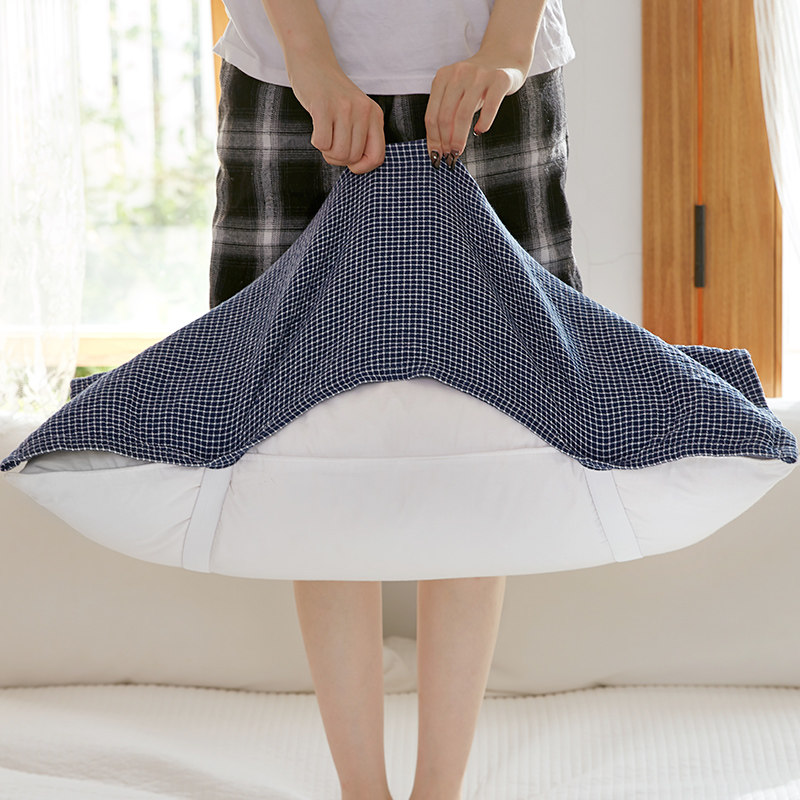 日式纯棉四层纱布绑带式枕巾全棉成人枕头巾简约高档素雅格子盖巾,淘宝优惠券,粉丝福利购,淘宝优惠卷