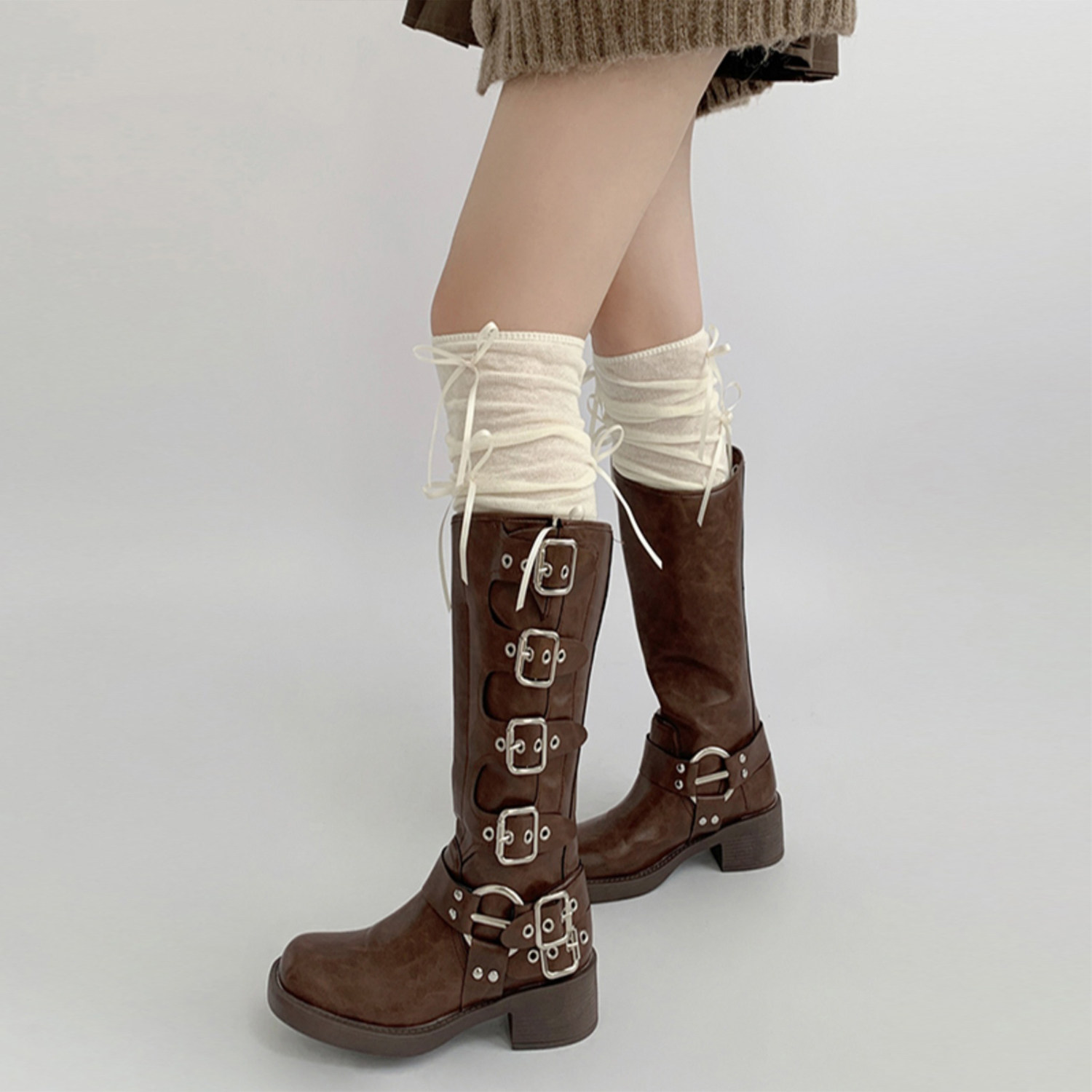 白色蝴蝶结堆堆过膝袜子女春秋款长筒袜配靴子薄款jk芭蕾风小腿袜,淘宝优惠券,粉丝福利购,淘宝优惠卷