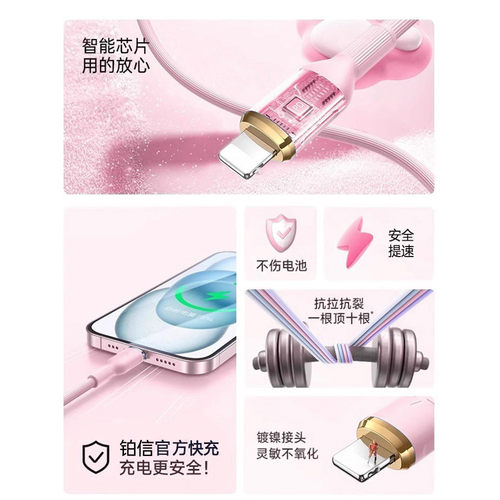 【次日达】铂信适用苹果14Promax充电器线iPhone13数据线PD45W快充17车载16/15手机12iPad2米typec转lighting - 图1