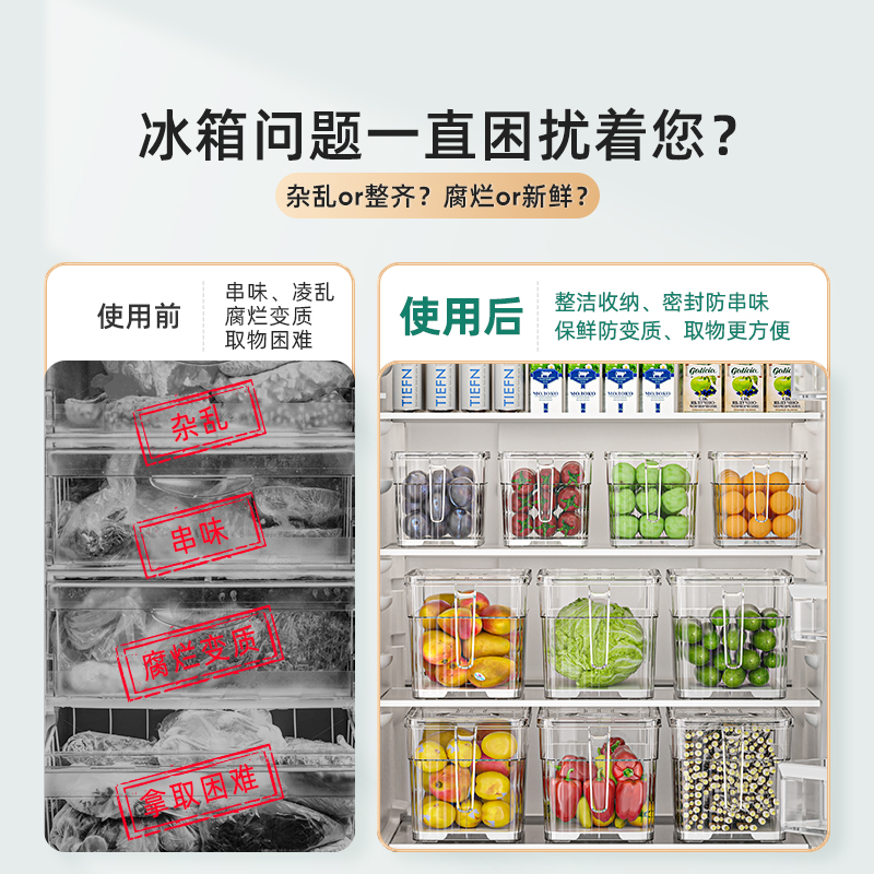 冰箱收纳盒食品整理神器厨房蔬菜水果鸡蛋整理盒冷冻专用保鲜盒子 - 图3