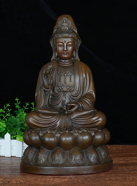 开纯铜婆娑三圣地藏王菩萨摆件