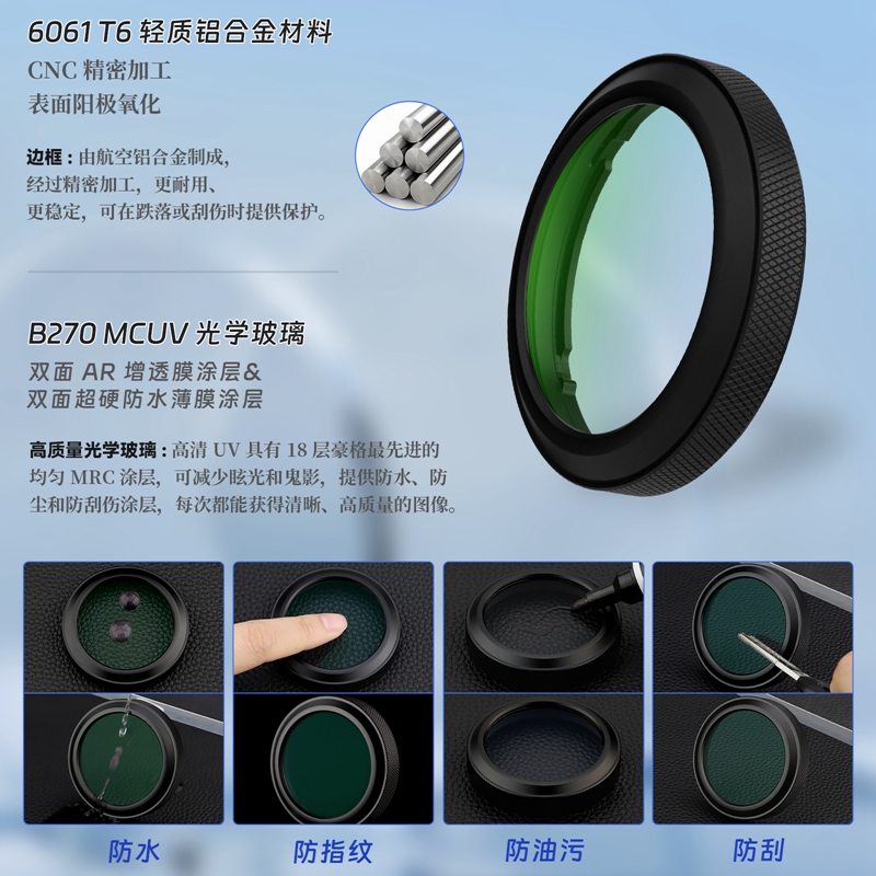 号歌用于富士GFX 100RF相机一体式UV镜多层镀膜超薄保护滤镜黑色 - 图0