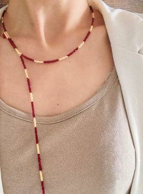 18K红宝石磁吸项链Y字链百搭