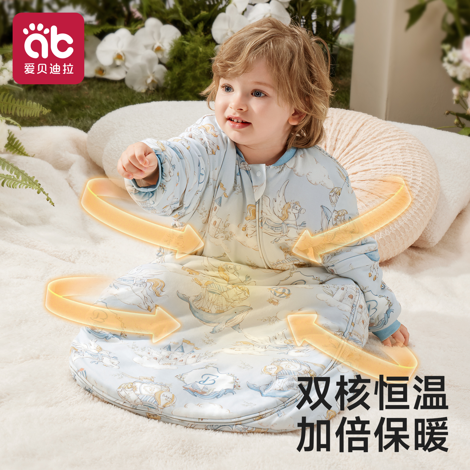 爱贝迪拉婴儿纱布睡袋夏季薄款小月龄新生幼儿宝宝防踢被四季通用