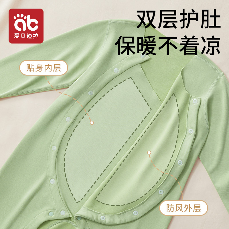 德绒婴儿连体衣服秋装冬季新生幼儿男女宝宝睡衣打底保暖内搭衣服 - 图2