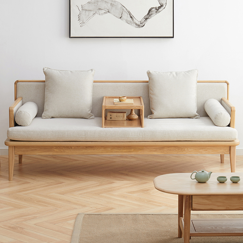 方迪全实木新中式罗汉床禅意水曲柳双人沙发榻小户型客厅现代简约