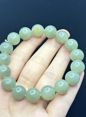 L和田玉手串手链送女神白玉黄口籽料巴沙料沙枣青糖料烟紫青花