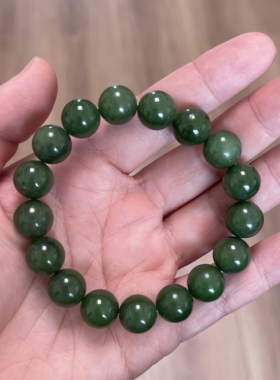碧玉手串辣阳绿圆珠（几乎无黑点）手链男女款玉石珠子