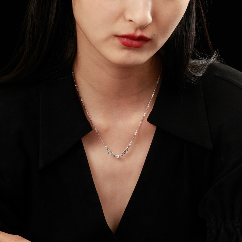 诗美洛莫桑石925银项链女简约吊坠 诗美洛项链