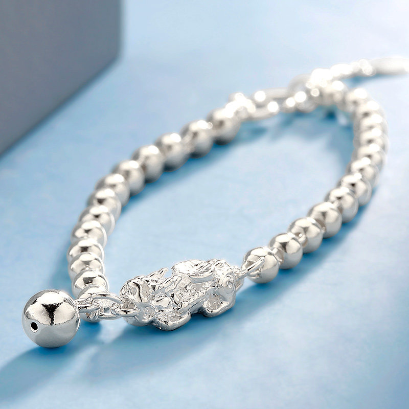 诗美洛貔貅佛珠链足银转运珠手串 诗美洛手链