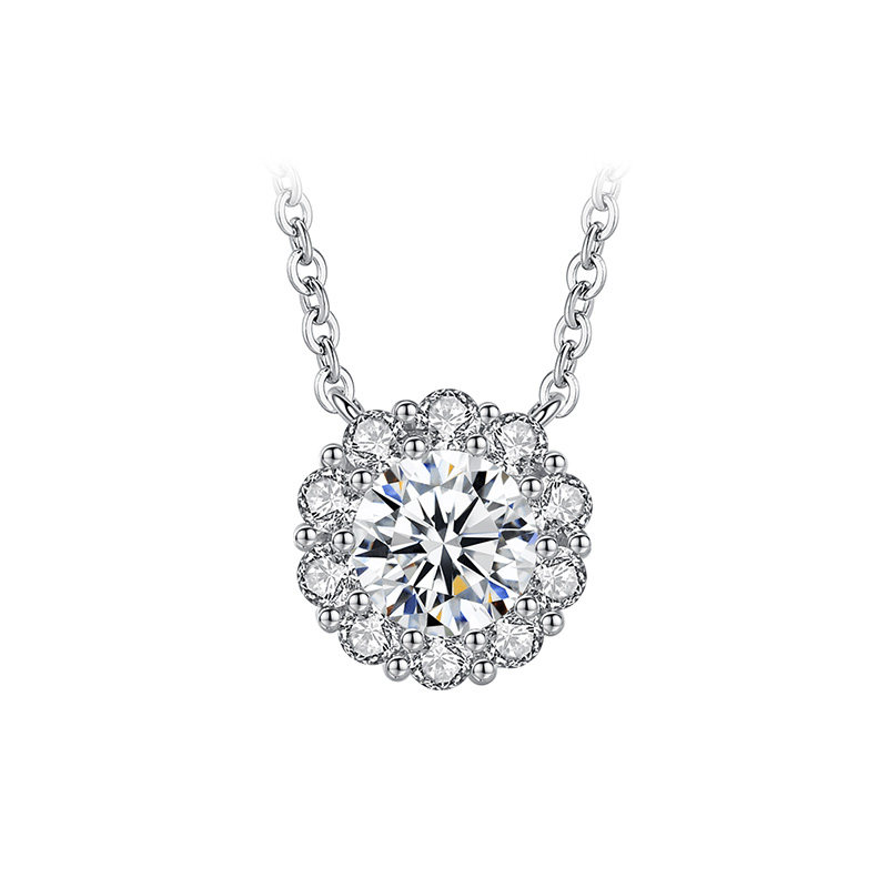 诗美洛正品纯银莫桑石女套链锁骨链 诗美洛项链