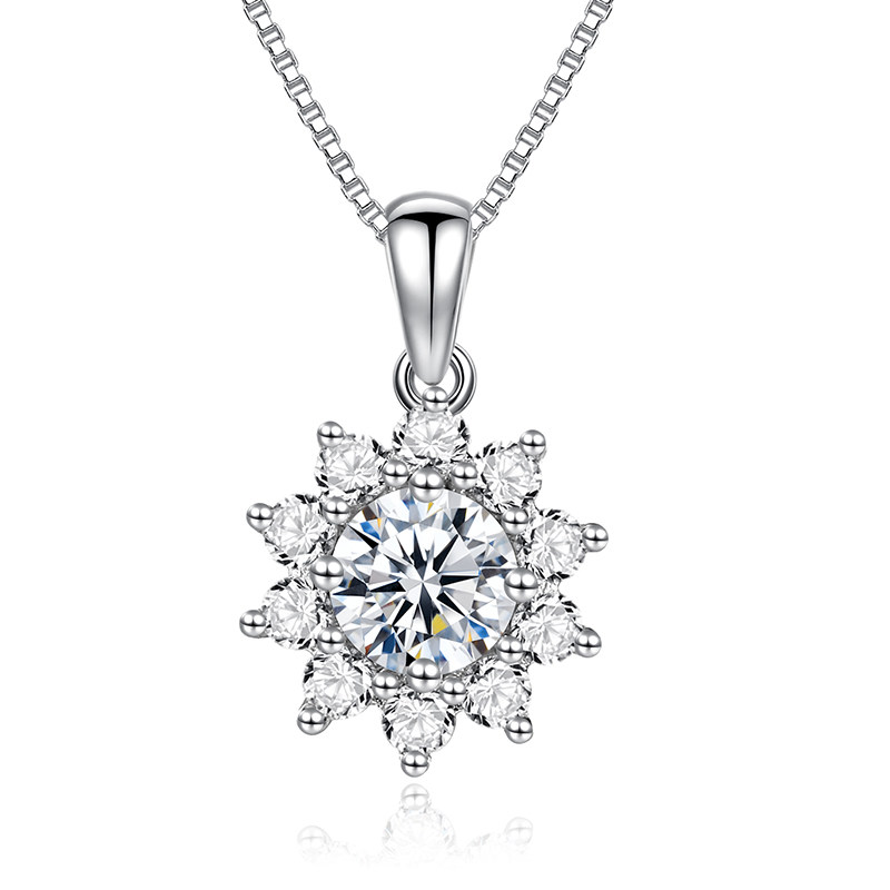 诗美洛纯银正品莫桑石女吊坠毛衣链 诗美洛项链