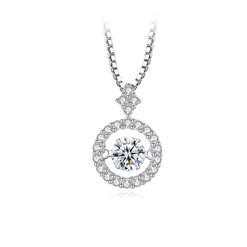 诗美洛时光飞轮正品莫桑石纯银项链 诗美洛项链