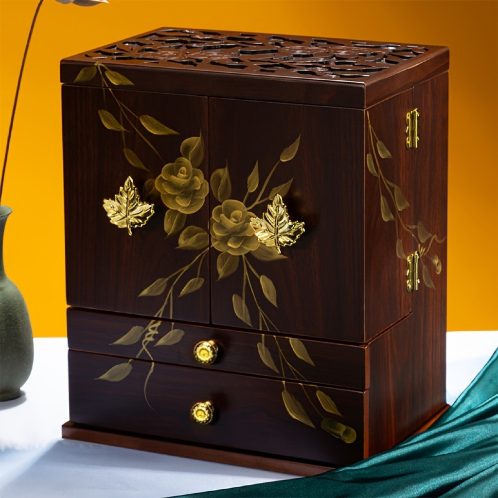 实木化妆品收纳盒梳妆台大容量高档精致护肤品口红面膜整理收纳箱,淘宝优惠券,粉丝福利购,淘宝优惠卷