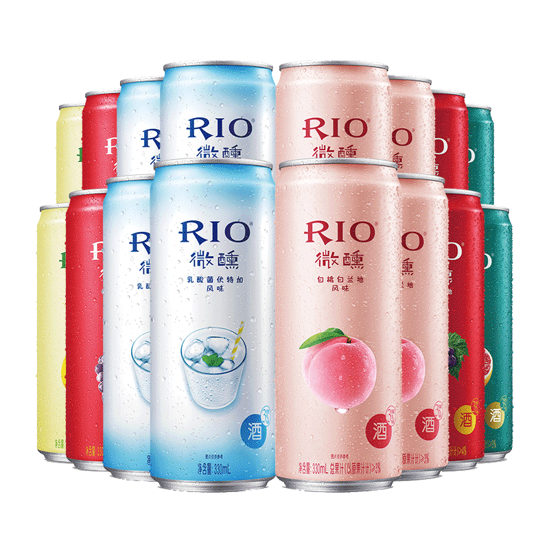 至梵旗舰店RIO锐澳鸡尾酒套装洋酒女士预调酒3度微醺330ml*16罐正品整箱0