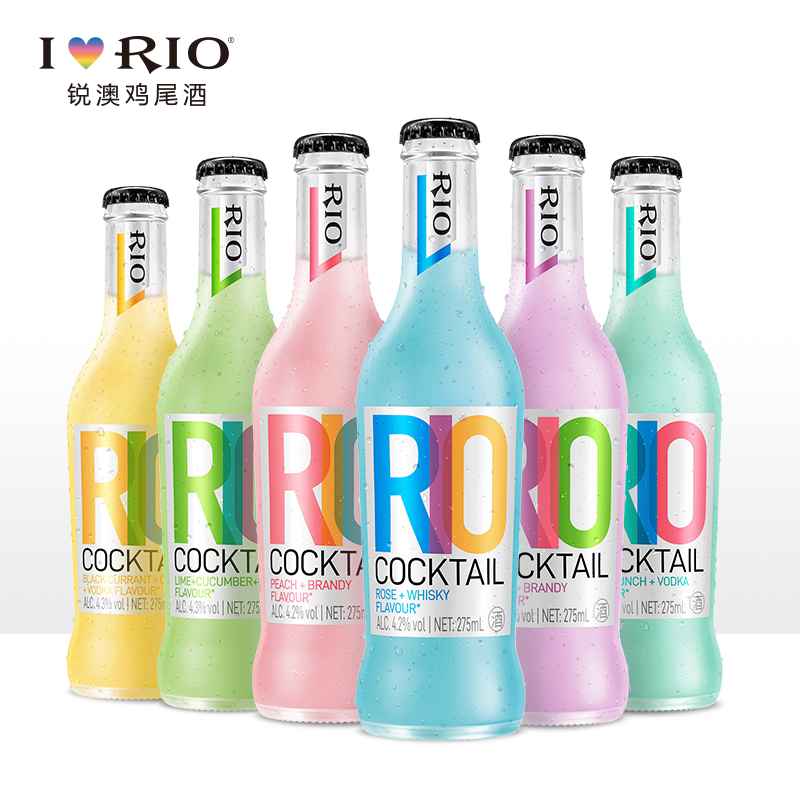 至梵旗舰店RIO锐澳套装预调酒275ml*6瓶果酒洋酒6口味经典瓶系列鸡尾酒正品0