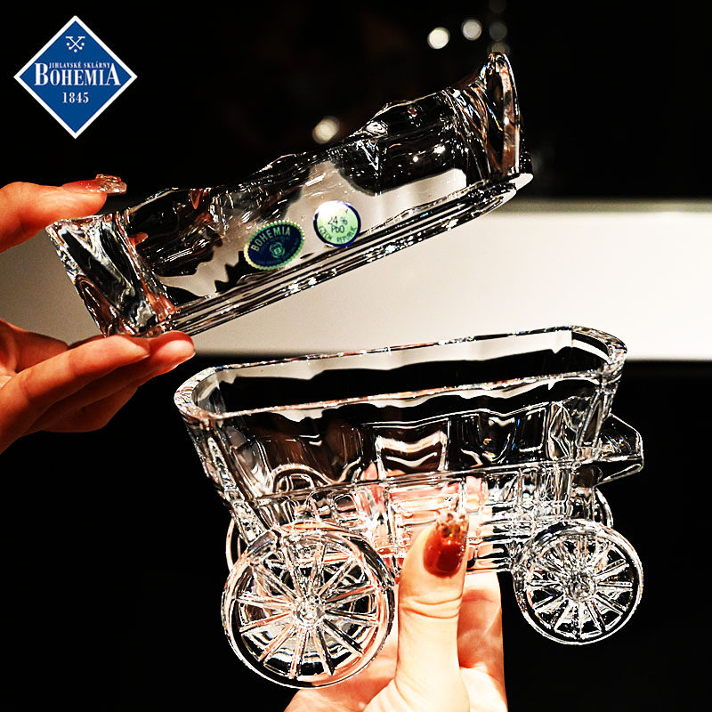 BOHEMIA捷克进口水晶玻璃马车发财棺创意礼品储物糖缸首饰盒摆件,淘宝优惠券,粉丝福利购,淘宝优惠卷