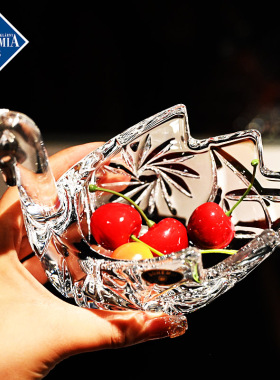 捷克进口水晶玻璃天鹅首饰盒摆件