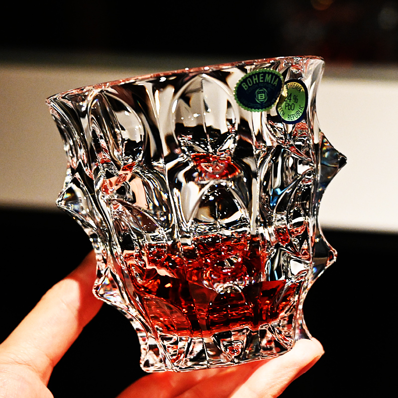 捷克进口水晶玻璃轻奢描金威士忌杯洋酒杯果汁饮料水杯子酒樽套装 - 图1