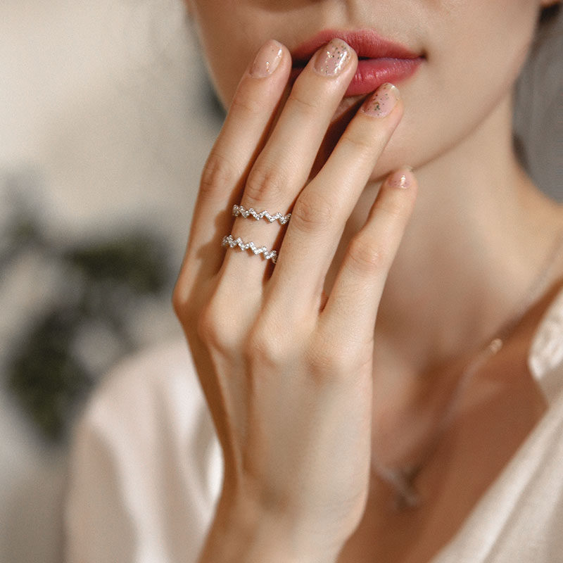 女时尚欧美个性波浪情侣小众潮对戒 agnelle戒指/指环