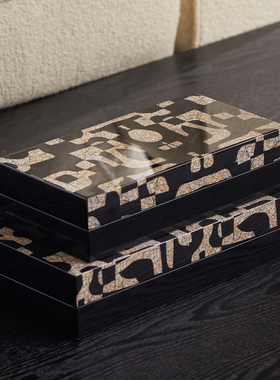 复古木质雪茄盒拼图装饰摆件