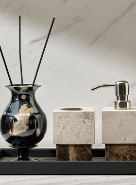 意式极简大理石卫浴瓶托盘香薰