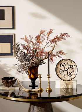 桌面高脚几何插花手绘轻奢民宿