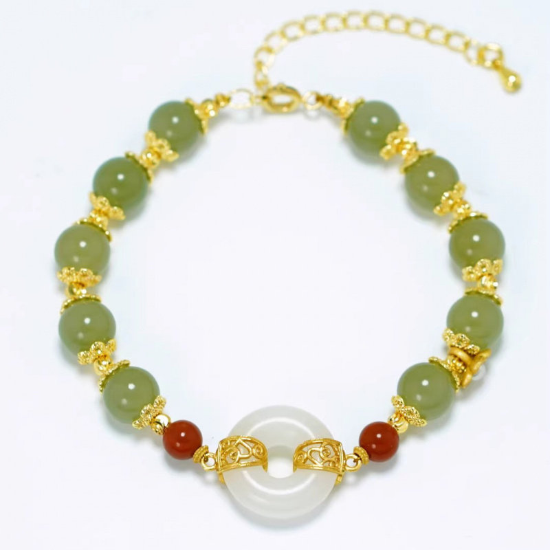 【好运】一世长安天然和田玉纯银手链女生夏isn小众设计2023年新,淘宝优惠券,粉丝福利购,淘宝优惠卷