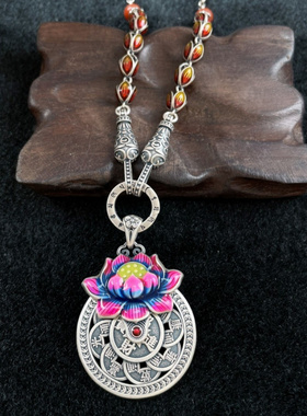 s925纯银烧蓝花苞花蕾南红玛瑙万