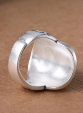 925银戒指男小众欧美手饰面具朋