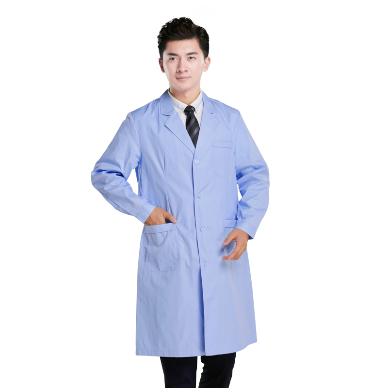 天蓝色男女药店酒厂生产车间白大褂 恋姿兰医护制服