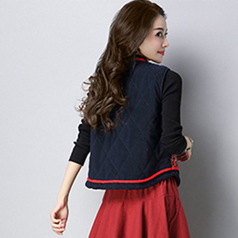 秋冬无袖显瘦大码装夹棉复古马甲 媚娇兰大码女装