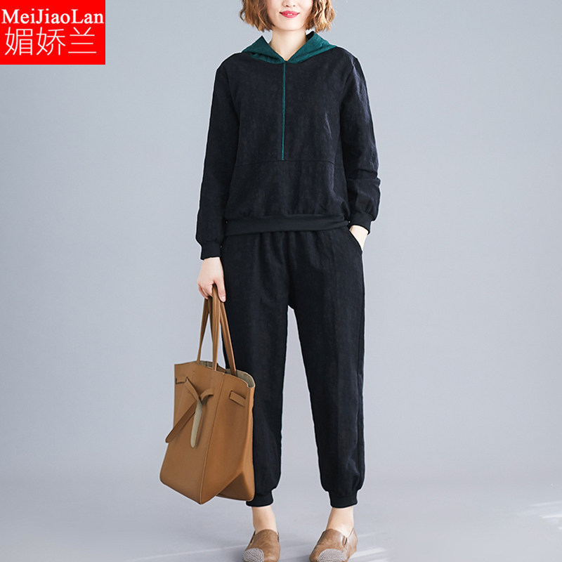 大码女装2019新款宽松显瘦连帽冬款 媚娇兰大码女装