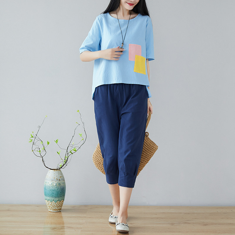 胖mm女学生小清新棉麻大码宽松休闲 媚娇兰大码女装