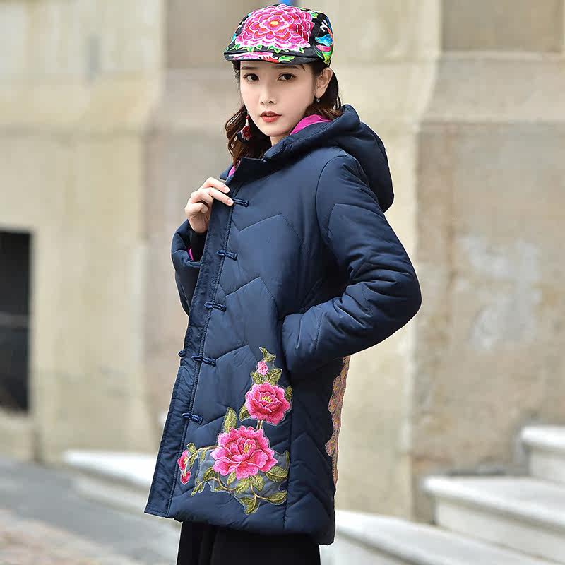 媚娇兰风装外套2020新款连帽袄中长 媚娇兰棉衣/棉服