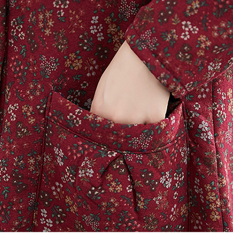 大码女装冬新款民族风棉麻中长款 媚娇兰大码女装