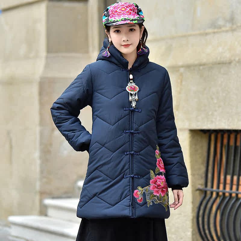 媚娇兰风装外套2020新款连帽袄中长 媚娇兰棉衣/棉服